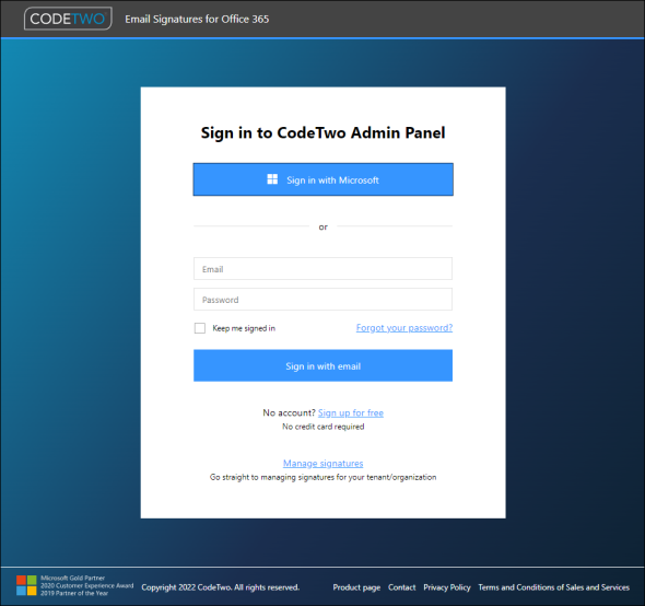 The available sign-in options.