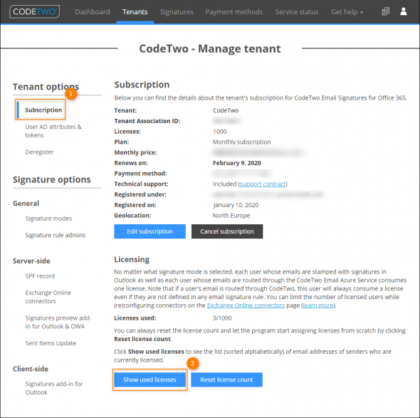 Accessing information on which users are assigned license.
