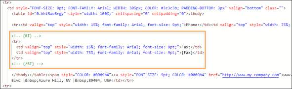 Using RT tags inside HTML comments.