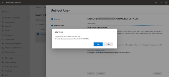 Confirming the removal of restrictions.