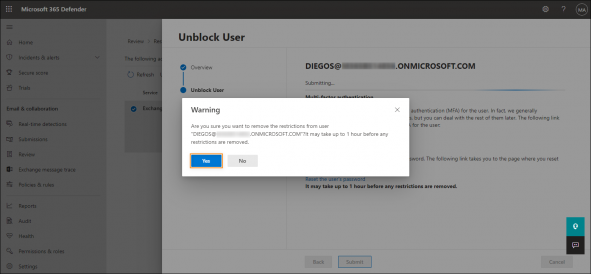 Confirming the removal of restrictions.