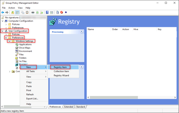 Adding a new registry key to your policy.