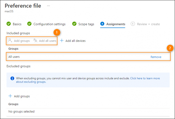 Assigning the policy to all users in the organization.