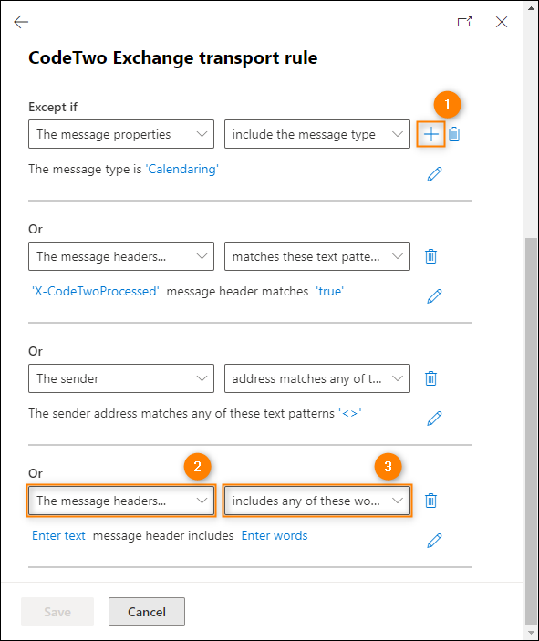 Adding a new exception to the CodeTwo Exchange transport rule.