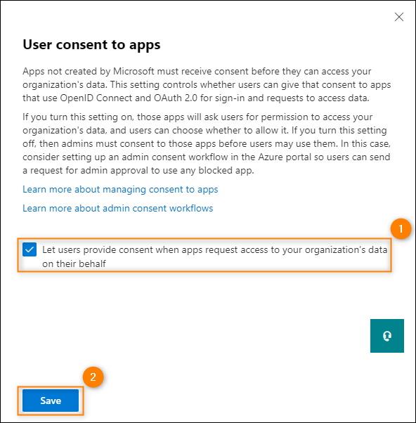 Choosing the option to allow users to grant consent to third party apps’ accessing their data.
