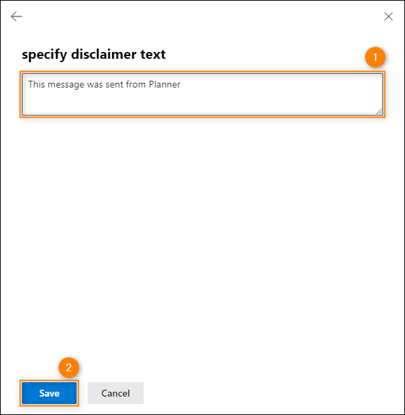 Defining the text to be added to a Planner message.