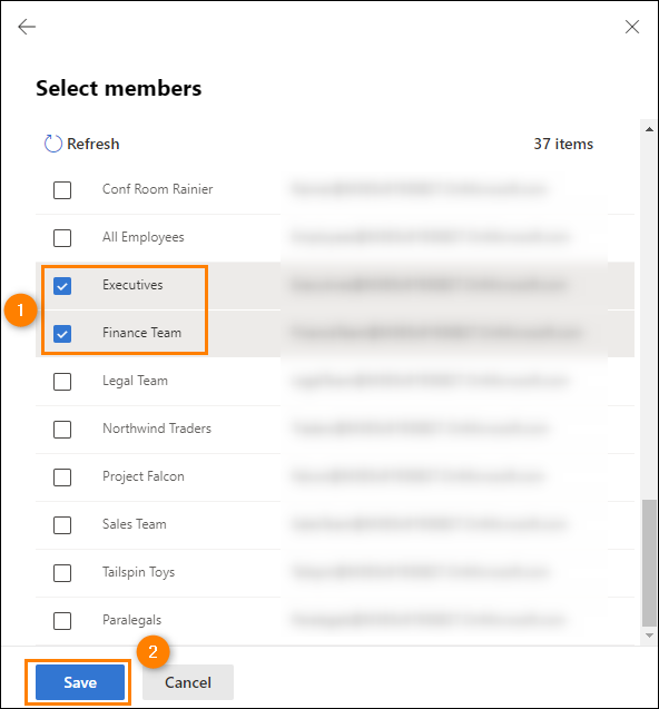 Adding condition: The sender is a member of this group.
