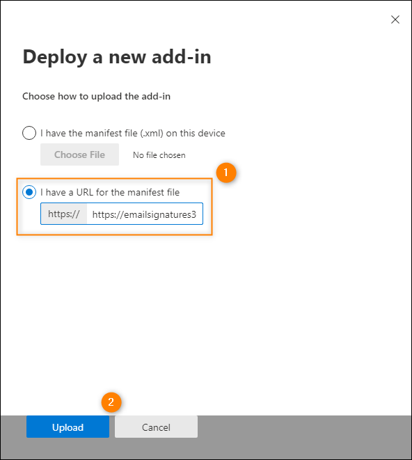Providing the URL of the add-in.