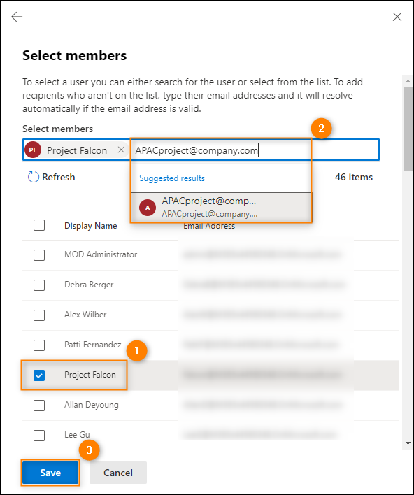 Adding the address of an MS Planner group to the new exception.
