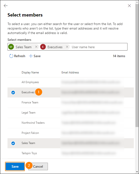 Selecting an additional group of users.