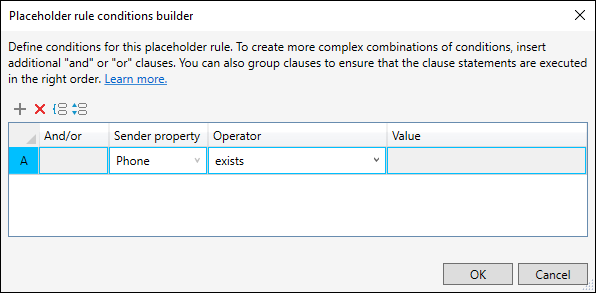 Editor - Examples - Rule conditions builder