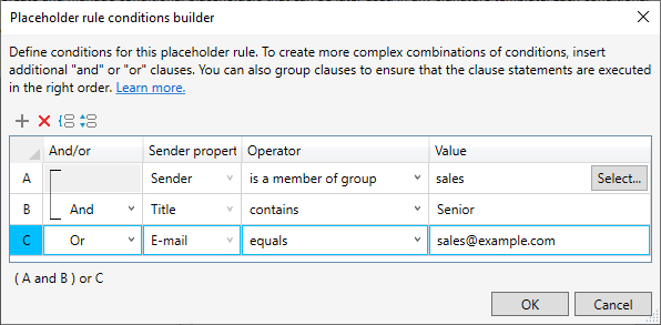 Editor - Rule builder example 3