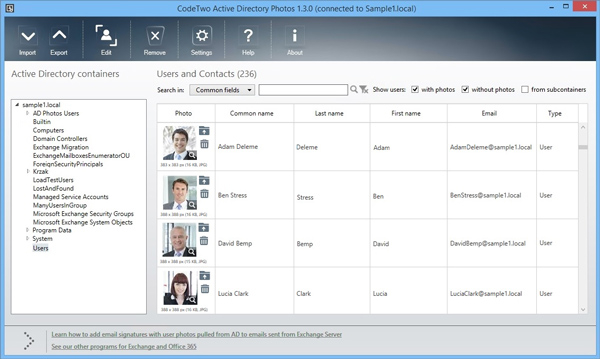 CodeTwo Active Directory Photos - user's interface