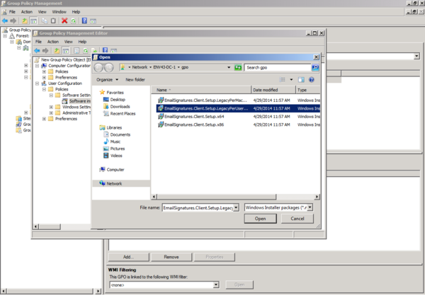 Email Signatures - UNC path for installer package.