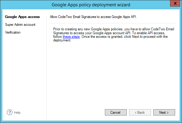 Email Signatures - Google Apps deployment wizard 1