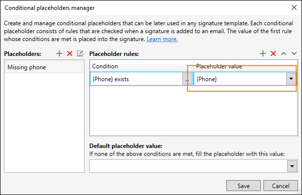 Editor - Examples - Phone placeholder