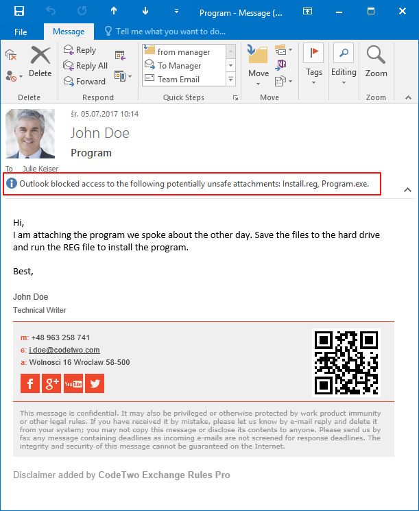Outlook Blocked Attachments
