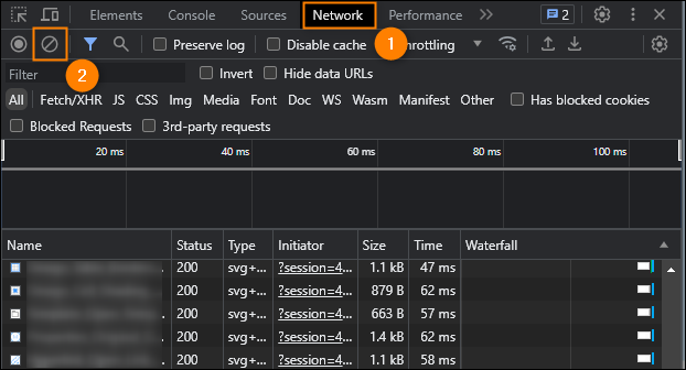 Clearing the previously collected logs to start recording logs from scratch.