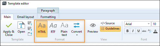 The message format options.