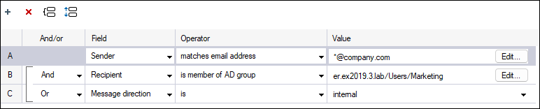 Example 2: conditions bound with logical operators (with groups).