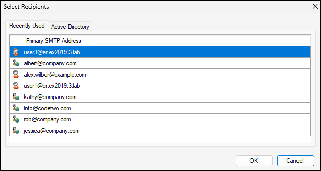 Choosing recipients.