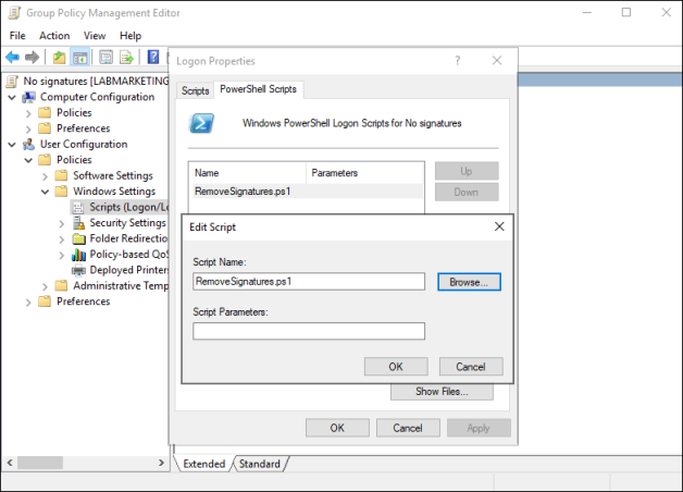 Applying a new Logon script.