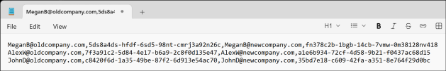 An example of a valid CSV file created in a text editor.
