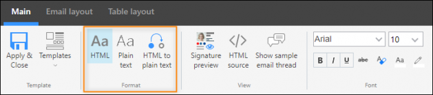 The signature format options.