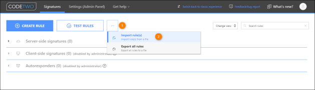 Importing rules in CodeTwo Email Signatures 365.