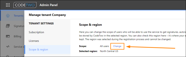 Changing the scope of licensed users.