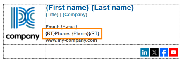 The selected element has been surrounded by RT tags.