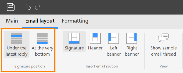 The signature position settings allow you to manage how signatures are handled in email conversations.
