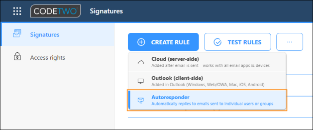 Adding a new autoresponder rule.