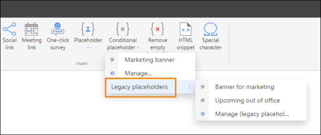 Accessing the legacy conditional placeholders.