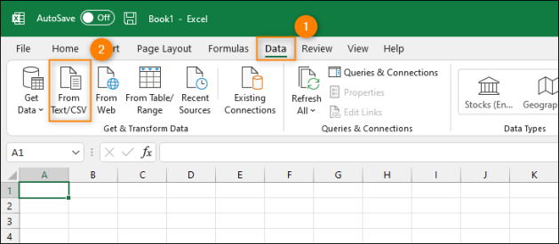 The alternative method to open a CSV file in Microsoft Excel.