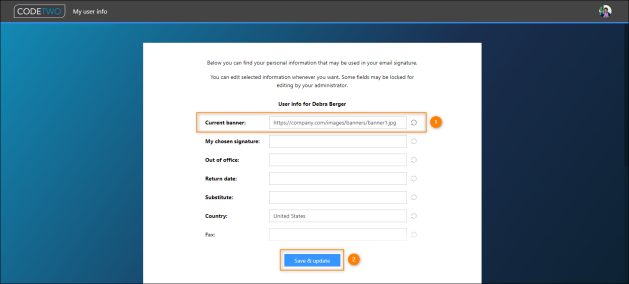 User setting up the banner to be used in their signature in the coming time period.