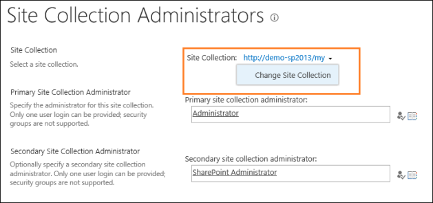 Changing a site collection.