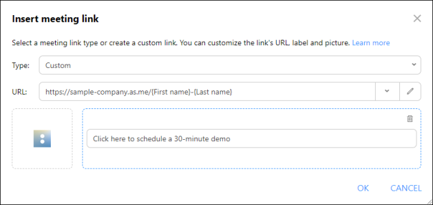 Insert meeting link options.