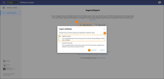 Importing the updated CSV file into the Attributes manager.