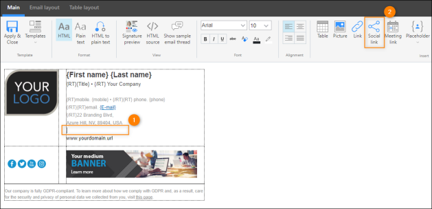 Adding a social link to the signature.