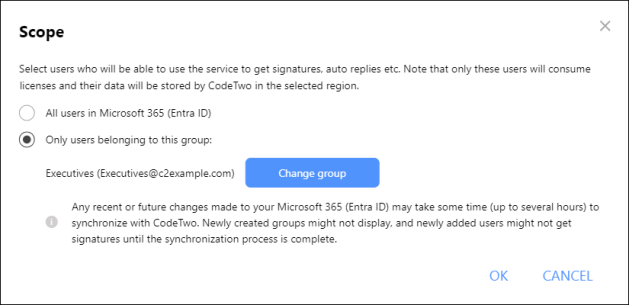 Limiting the scope of licensed users to a specific group of users.