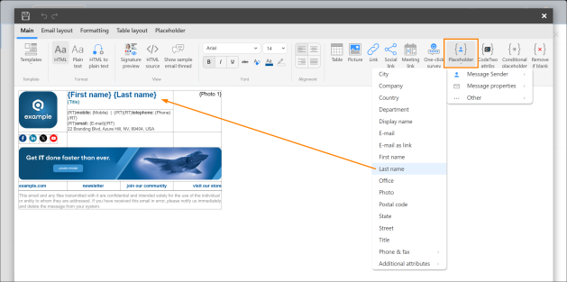 How to add placeholders to a signature template.