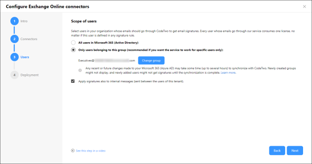 The connectors configuration wizard in CodeTwo Admin Panel.