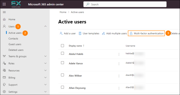 Accessing the legacy MFA settings.
