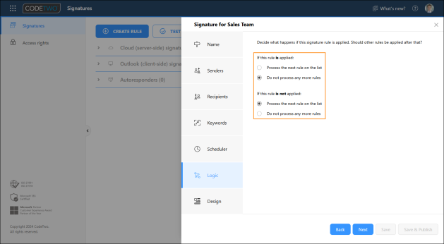 Default signature processing options.