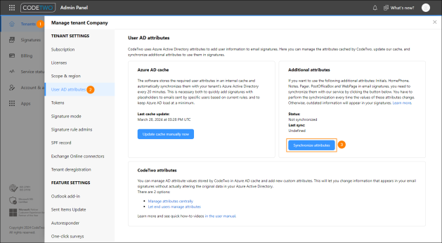Starting the synchronization of additional attributes.