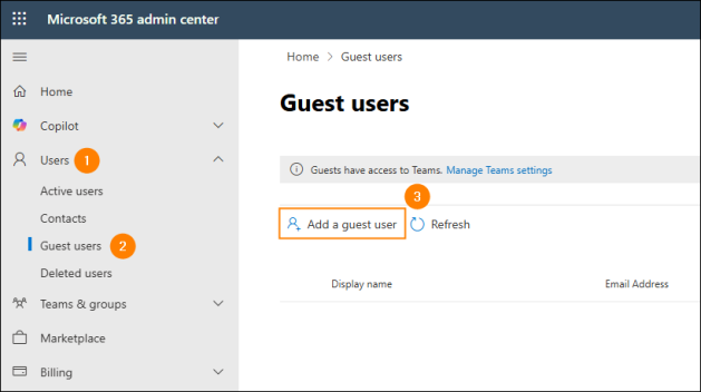Inviting a guest user to your Microsoft 365 organization.