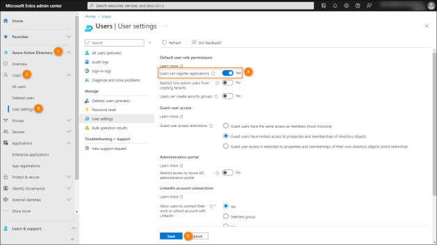 Allowing users to register applications in Entra ID (Azure AD).