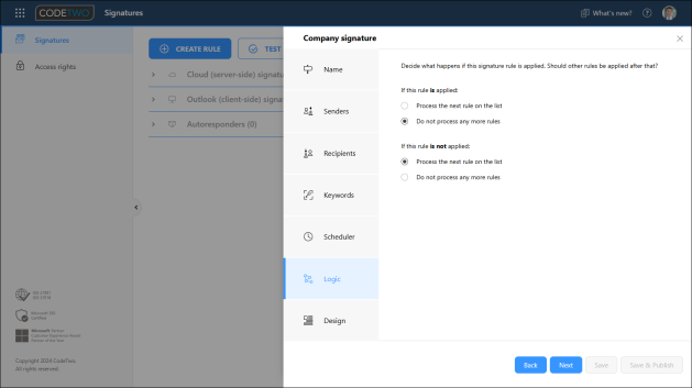 Rule processing options.
