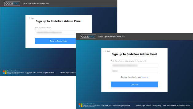 Email address verification.